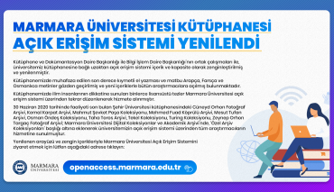 Marmara Üniversitesi Kütüphanesi Açık Erişim Sistemi Yenilendi