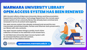 Marmara University Library Open Access System Has Been Renewed